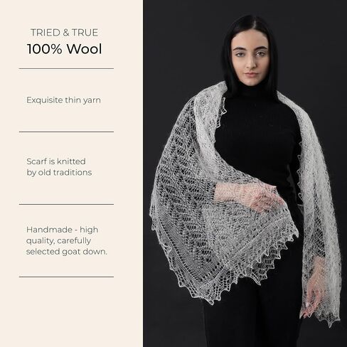 Antique Knit Orenburg Scarf Victorian Bridal Lace Wrap 31x70 inch | 80x180 cm in Kuwait