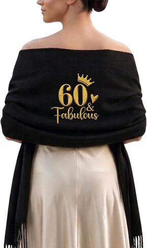 Huglanket 60th Birthday Gifts for Women, 60th Birthday Shawl Embroidered Wraps Scarf Gifts for Mother's Day, Birthday,Christmas, 78x27.5inch in Saudi Arabia