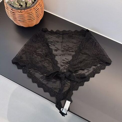 Vintage Black Lace Mesh Triangle Bandana Headpiece, All-Season Hippie Cute Layering Clothing Accessory, Decorative Wedding Belt for Women in Kuwait