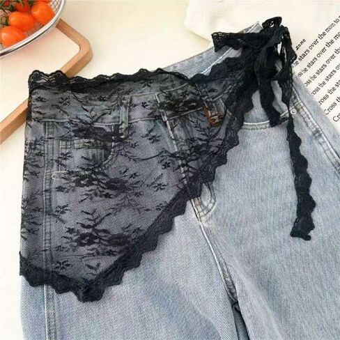 Vintage Black Lace Mesh Triangle Bandana Headpiece, All-Season Hippie Cute Layering Clothing Accessory, Decorative Wedding Belt for Women in Kuwait
