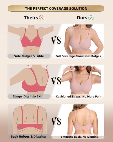 Wireless Bras for Women, Comfortable Full Coverage No Underwire Bra, Soft Seamless Smoothing Bralette in Saudi Arabia
