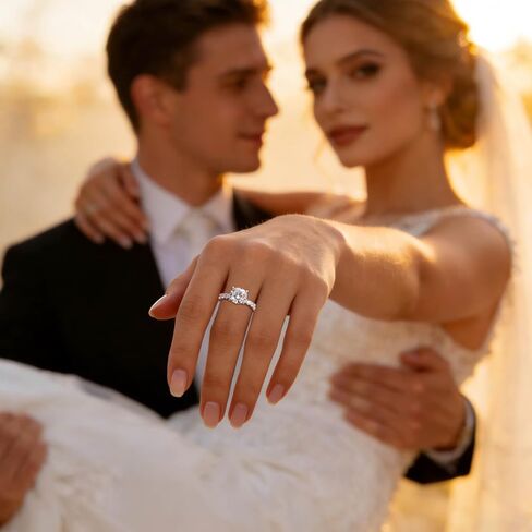 WES 3CT Solitaire Moissanite Engagement Ring for Women - 925 Sterling Silver D Color VVS1 Round Cut Moissanite Engagement Wedding Promise Ring for Her, Size 4-11 in Saudi Arabia