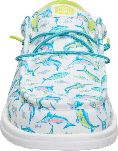 HEYDUDE Men's Wally Bluewater White Size 13 Slip-On Shoes, Lightweight Breathable Canvas with Slip-Resistant Traction for Daily Wear in Kuwait