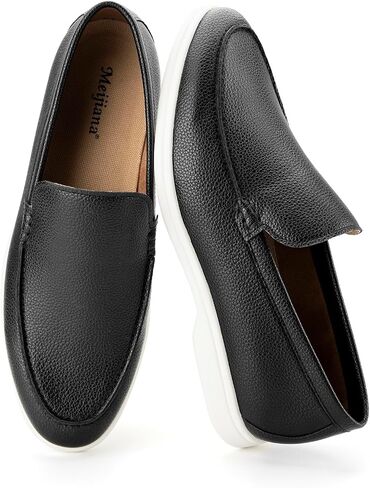 Meijiana Men's Genuine Leather Loafers Slip-On Moccasins Dress Shoes, Lightweight and Breathable with Rubber Sole Stylish Mens Loafers in Saudi Arabia