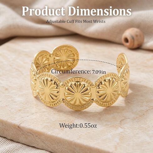 Women's Western Bracelet,Silver Cuff Bangle,Bohemian Style Jewelry,Stackable Cowgirl Bracelet,Suitable as Gift for Women on Birthdays Christmas in Kuwait