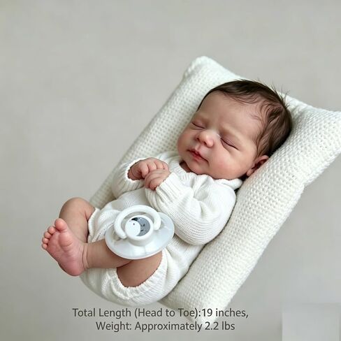 Sleeping Reborn Baby Dolls 19 inch Baby Doll Boy Real Life Toddler Girl Toy, Realistic Newborn Babies Soft Silicone Weighted Body Baby Doll Handmade Children Gifts in Kuwait
