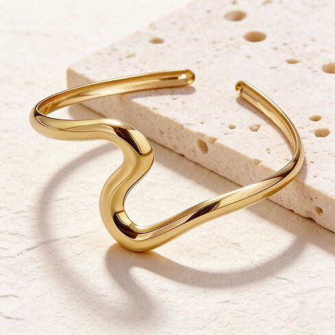 3 Pcs Arm Cuff Jewelry for Women Upper Arm Bangle Band Wave Layered Armlet Minimalist Arm Cuff Bracelet Adjustable Silver Gold Plated in Saudi Arabia