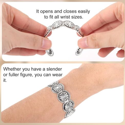 Mikovivi Western Cuff Bracelet for Women, Silver-Tone Cuff Bracelet Stackable Boho Country Chic Cowgirl Jewelry Vintage Minimalist Layering Bangle for Daily Wear Holiday Outfits in Kuwait