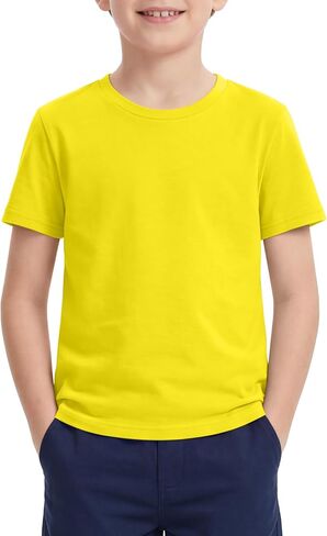Cooraby Boys Shirts Short Sleeve Crewneck T-Shirts Kids Toddler Summer Soft Tops Clothes Casual Tees 2-14 Years in Kuwait
