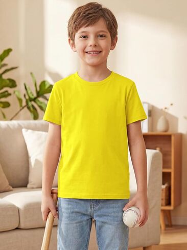 Cooraby Boys Shirts Short Sleeve Crewneck T-Shirts Kids Toddler Summer Soft Tops Clothes Casual Tees 2-14 Years in Kuwait