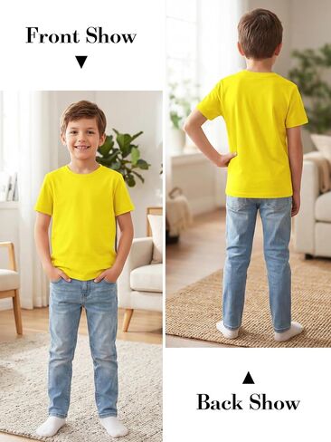 Cooraby Boys Shirts Short Sleeve Crewneck T-Shirts Kids Toddler Summer Soft Tops Clothes Casual Tees 2-14 Years in Kuwait