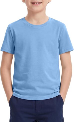 Cooraby Boys Shirts Short Sleeve Crewneck T-Shirts Kids Toddler Summer Soft Tops Clothes Casual Tees 2-14 Years in Kuwait