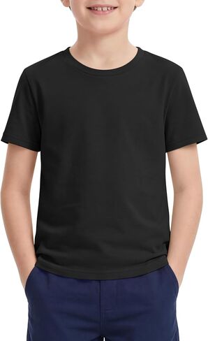 Cooraby Boys Shirts Short Sleeve Crewneck T-Shirts Kids Toddler Summer Soft Tops Clothes Casual Tees 2-14 Years in Kuwait