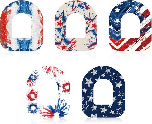 25pcs Adhesive Patches for Omnipod 5, 4th of July Waterproof Cgm Sensor Covers Breathable Monitor Adhesive Patches Pod Pals Accessory Compatible with Omnipod 5 (Independence Festival Styles) in Kuwait