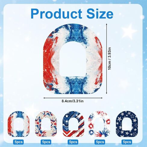 25pcs Adhesive Patches for Omnipod 5, 4th of July Waterproof Cgm Sensor Covers Breathable Monitor Adhesive Patches Pod Pals Accessory Compatible with Omnipod 5 (Independence Festival Styles) in Kuwait