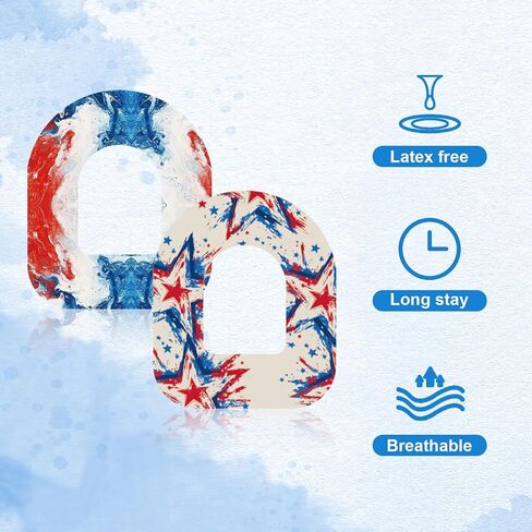 25pcs Adhesive Patches for Omnipod 5, 4th of July Waterproof Cgm Sensor Covers Breathable Monitor Adhesive Patches Pod Pals Accessory Compatible with Omnipod 5 (Independence Festival Styles) in Kuwait