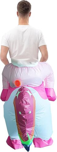 Ride-On Inflatable Unicorn Costume for Adults, Halloween Cosplay | Fits 5'- 6'3", Colorful Tail, Blow Up, Carnival Party Dress Up, Funny in Saudi Arabia