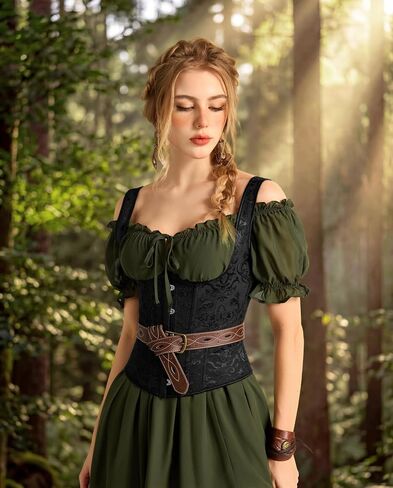 Scarlet Darkness Corset Tops for Women Adjustable Floral Renaissance Underbust Corset Lace Up Pirate Bodice in Kuwait
