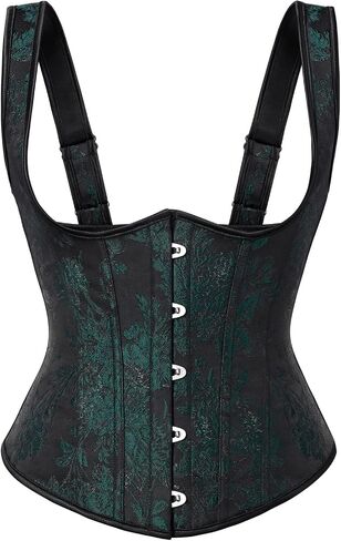 Scarlet Darkness Corset Tops for Women Adjustable Floral Renaissance Underbust Corset Lace Up Pirate Bodice in Kuwait