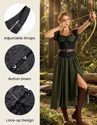 Scarlet Darkness Corset Tops for Women Adjustable Floral Renaissance Underbust Corset Lace Up Pirate Bodice in Kuwait