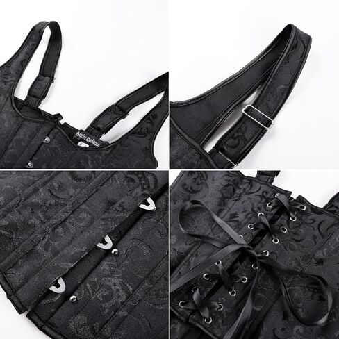 Scarlet Darkness Corset Tops for Women Adjustable Floral Renaissance Underbust Corset Lace Up Pirate Bodice in Kuwait