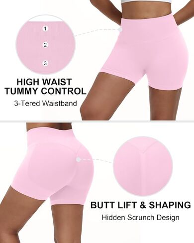 Moozava Women's Workout Shorts 2.5"/3.6"/4.5"/6" Scrunch Butt Lift Seamless High Waist Tummy Control Gym Booty Biker Shorts in Saudi Arabia