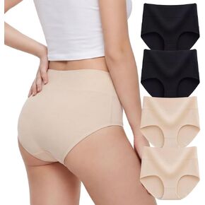 MOSSRIVER 4 Pack Cotton Underwear for Women High Waisted Full Coverage Ladies Panties Postpartum Briefs Regular & Plus Size in Saudi Arabia