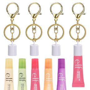 Keychain Cap Holder for 0.21oz e.l.f. Squeeze Me Lip Balm, 4 Packs Portable Lip Gloss Replacement Cover Holder, Trendy Accessories for Bags,Keys,etc., Women's Fashion Accessory (Lip Balm NOT Included) in Saudi Arabia
