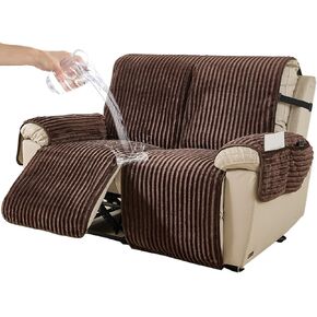 HAOMAIJIA Waterproof Recliner Couch Cover Non-Slip Reclining Couch Covers Faux Fur Soft Thick Washable Recliner Sofa Covers 3 Seater Furniture Protector with Elastic for Dogs pet (Brown, 3 Seater) in Saudi Arabia