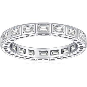 Yaresul 1.2CT Emerald Cut Moissanite Wedding Band, D Color VVSI Clarity Bezel Setting Moissanite Eternity Band, 2.4mm Width East-West, Step-cut Sparkle, Snag-Free Stackable Anniversary Band Size 5-9 in Saudi Arabia