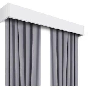 Heavy-Duty Double Row Ceiling Curtain Track System, 2.9m/9.5ft Extra Long Aluminum Cornice Board with Silent Mechanism - Ideal for Bedrooms & Living Rooms in Kuwait