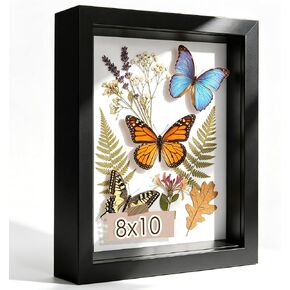 Picrit 8.5x11 Shadow Box Frame, Display Case Box with High Definition Real Glass and Black Back for Memorabilia, Baby Items, Wedding Memories, Crafts, Tickets and Photos, Black in Kuwait
