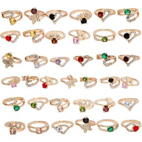 50PCS Bulk Rings Wholesale Items for Resale,Colorful Birthday Stone Jewelry for Women in Saudi Arabia