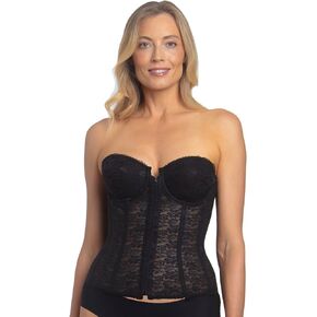 Dominique Francesca Lace Strapless Longline Bridal Bra for Women – Front Zip Closure, Low Back Bustier – Lingerie for Women in Saudi Arabia