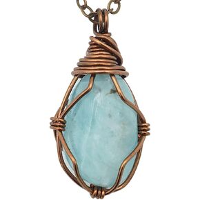 Designs by Nature Gems Handcrafted Birthstone Necklace, Antique Bronze Pendant Necklace with Copper Wire Wrapped Gemstone, 24 Inch Chain in Saudi Arabia