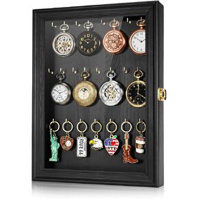 Pocket Watch Display Case, Elegant Keychain Display Stand with 24 Metal Hooks, Wall Mount Display for Pocket Watch Collectors, Unique Gift for Watch Lovers in Saudi Arabia