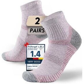 Juclise Lightweight Quarter Merino Wool Hiking Socks 2 Pair, Thin Breathable Anti-Blister Moisture Wicking Cushioned in Saudi Arabia