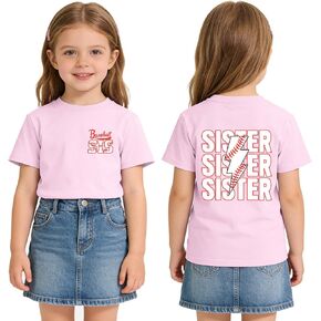 Baseball Sister Shirt Girls Big Sister Baseball Outfit Toddler Cute Crewneck Funny Graphic Short Sleeve Cotton Tee in Saudi Arabia