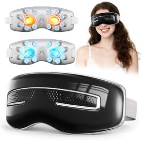 Eye Massager with Heat and Cooling, Integrated Smart Sleep Mask with Nose Rest and Soft Silicone Massage Head, 4 Massage Modes for Migraines, Dry Eye, Dark Circles,Bluetooth Music, Gift for Mother in Saudi Arabia
