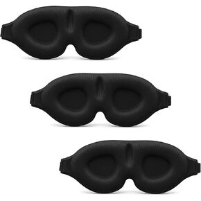 3 Pack 3D Contoured Sleep Eye Mask, Soft Breathable Blackout Eye Mask with Adjustable Strap Zero Eyes Pressure Cup Blindfold for Men Women Travel Naps Meditation Plane Game in Kuwait