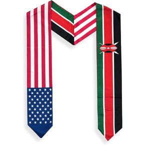 USA And Kenya Flag Graduation Stole,Satin Embroidery Graduation Sash for International Students,72 Inch Length. in Saudi Arabia