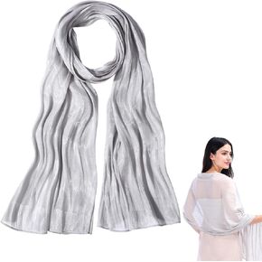 Yolev Silver Shawl for Formal Dress Soft Scarf Shawl Fashion Silver Wrap Warm Long Formal Wraps for Evening Dresses Halloween Bridesmaid Wedding Party Silky Scarves in Saudi Arabia
