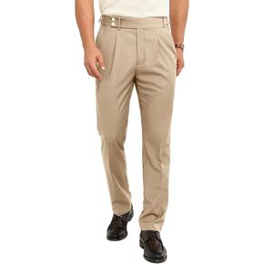 Mens Dress Pants Expandable Waist Formal Pant Regular Fit Pleated Trousers Flat Front Casual Work Slacks for Men in Saudi Arabia