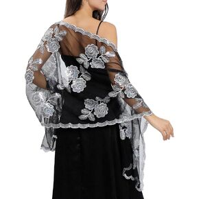 Lisianthus Women's Sequin Shawls and Wraps for Evening Dresses, Sparkly Flower Sheer Shawls in Saudi Arabia