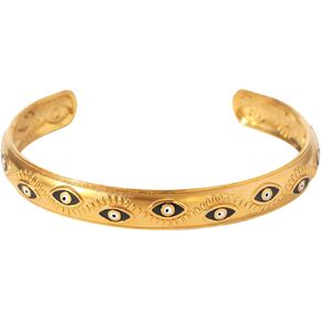 Evil Eye Cuff Bracelet for Women - 18K Gold Plated Enamel Adjustable Open Eye Bangle - Protection Jewelry - Boho Waterproof Anti-tarnish Bracelet Gift in Saudi Arabia