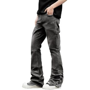 Rexcyril Men's Stacked Jeans Slim Fit Skinny Stretchy Denim Pants Y2k Flared Streetwear Trousers in Saudi Arabia