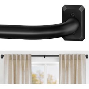Black Wrap Around Curtain Rods for Windows 28 to 48 Inches, Blackout Heavy Duty French Return Curtain Rod, Adjustable Modern Room Darkening Metal Curved Drapery Rods for Bedroom & Living Room, Black in Saudi Arabia