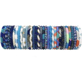 Wigspedia Handmade Crochet Glass Seed Bead Nepal Boho Bracelet - Wholesale Blue Scheme Bracelets in Saudi Arabia