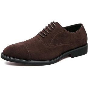 Mens Suede Leather Cap Toe Low Top Business Oxfords Modern Pointed Toe Lace-Up Low Chunky Heel Comfy Slip-On Derby Shoes for Business Formal Party Wedding in Saudi Arabia