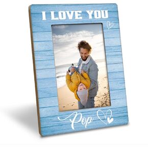 Pop Gift, I Love You Pop Photo Frame, Holds 4 x 6 Inch Photo, Farmhouse Wooden Picture Frame Gift, Father's Day for Grandpa Dad Pop, Family Photo Frame for Home Decor, Wall & Tabletop Decor in Saudi Arabia